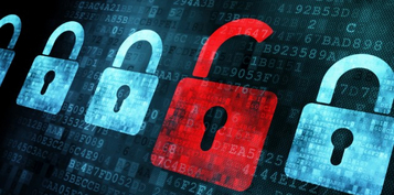 Security concept: Lock on digital screen