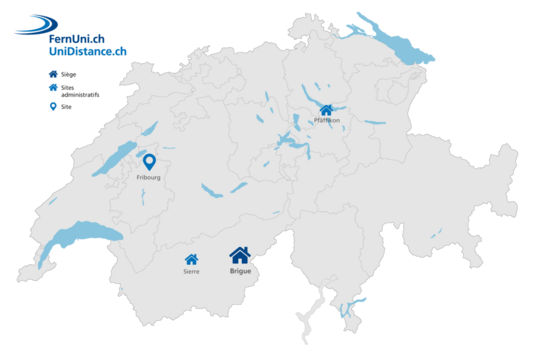 Carte de la Suisse avec les bureaux d'OpenUni Suisse